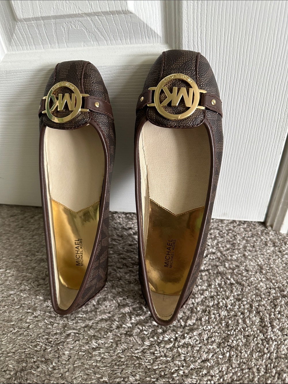 MICHAEL Michael Kors Brown Logo Medallion Flats